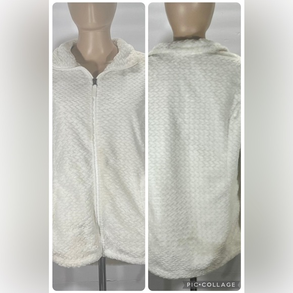 FREE2B OFF WHITE BRAIDED SOFT BUTTER PILE SIZE LARGE JACKET - Picture 1 of 7